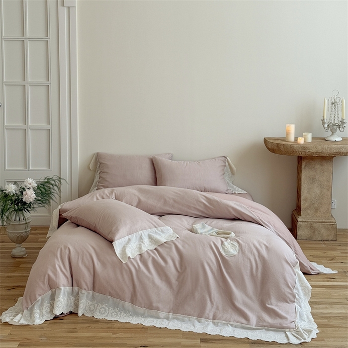 91家纺网 家纺一手货源 找家纺 （总）曼布缇 2025新款A类双层纱花边四件套--浪漫香榭（会员减20）