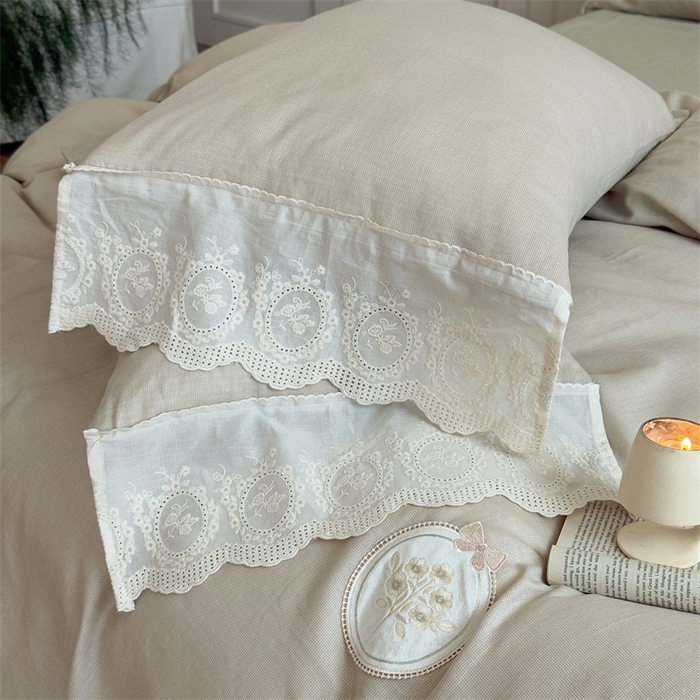 91家纺网 家纺一手货源 找家纺 （总）曼布缇 2025新款A类双层纱花边四件套--浪漫香榭（会员减20）