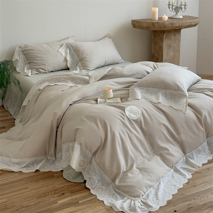 91家纺网 家纺一手货源 找家纺 （总）曼布缇 2025新款A类双层纱花边四件套--浪漫香榭（会员减20）