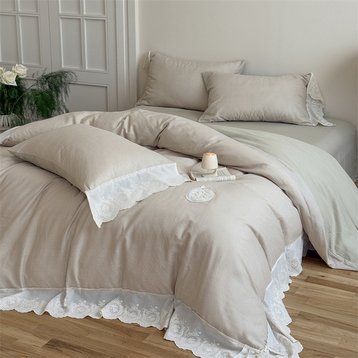 91家纺网 家纺一手货源 找家纺 （总）曼布缇 2025新款A类双层纱花边四件套--浪漫香榭（会员减20）