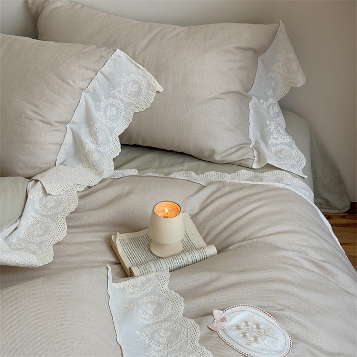 91家纺网 家纺一手货源 找家纺 （总）曼布缇 2025新款A类双层纱花边四件套--浪漫香榭（会员减20）