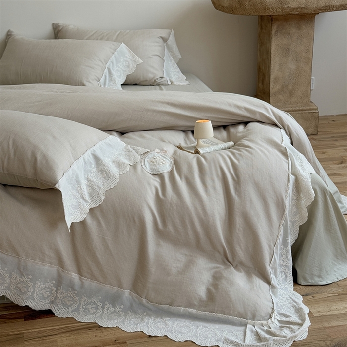 91家纺网 家纺一手货源 找家纺 （总）曼布缇 2025新款A类双层纱花边四件套--浪漫香榭（会员减20）