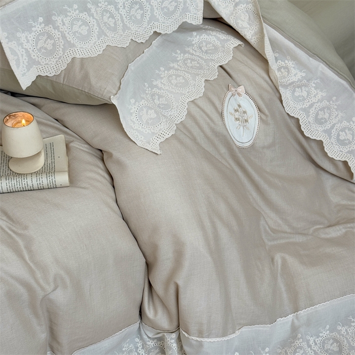 91家纺网 家纺一手货源 找家纺 （总）曼布缇 2025新款A类双层纱花边四件套--浪漫香榭（会员减20）