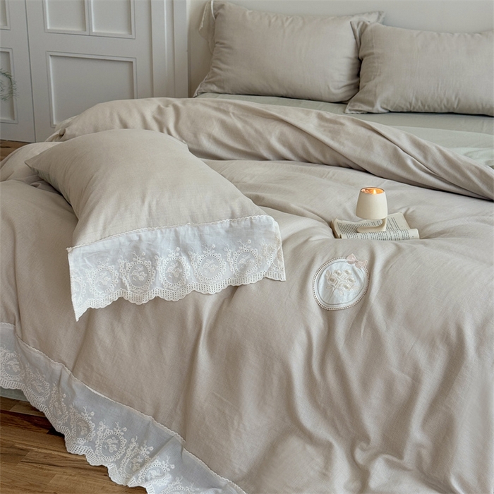 91家纺网 家纺一手货源 找家纺 （总）曼布缇 2025新款A类双层纱花边四件套--浪漫香榭（会员减20）