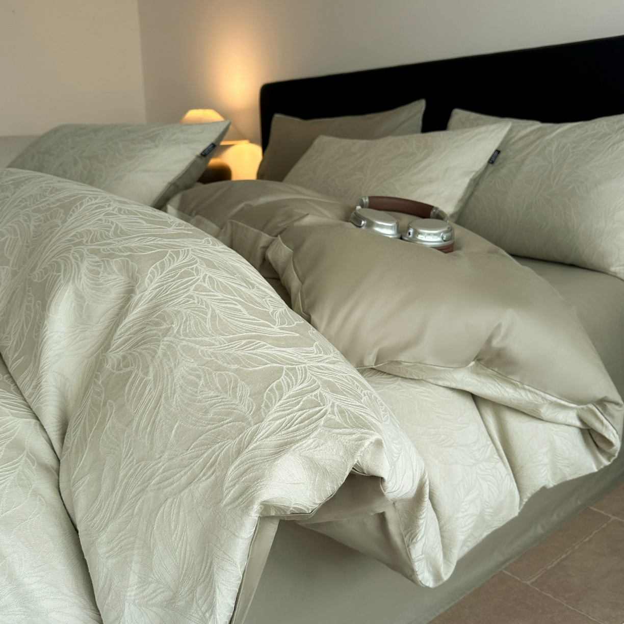 宜代光年 2025新款厚织全棉大提花系列四件套 柠初-浅绿