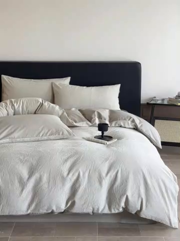 91家纺网 家纺一手货源 找家纺 宜代光年 2025新款厚织全棉大提花系列四件套 柠初-浅绿