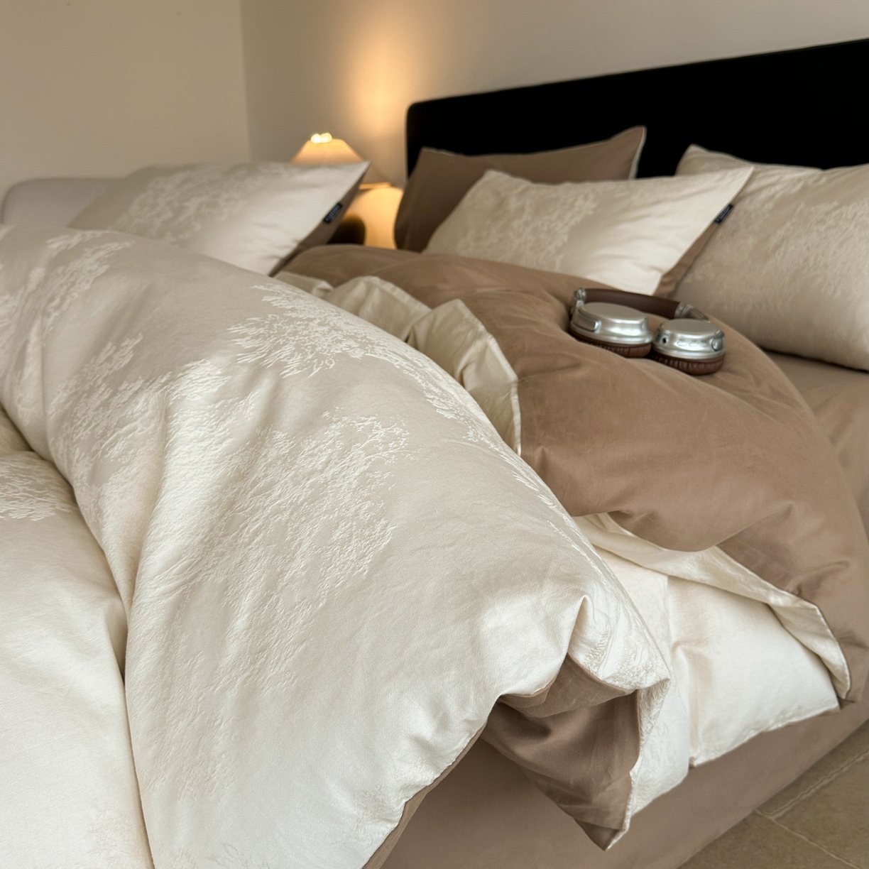 宜代光年 2025新款厚织全棉大提花系列四件套 小郁葱-奶白