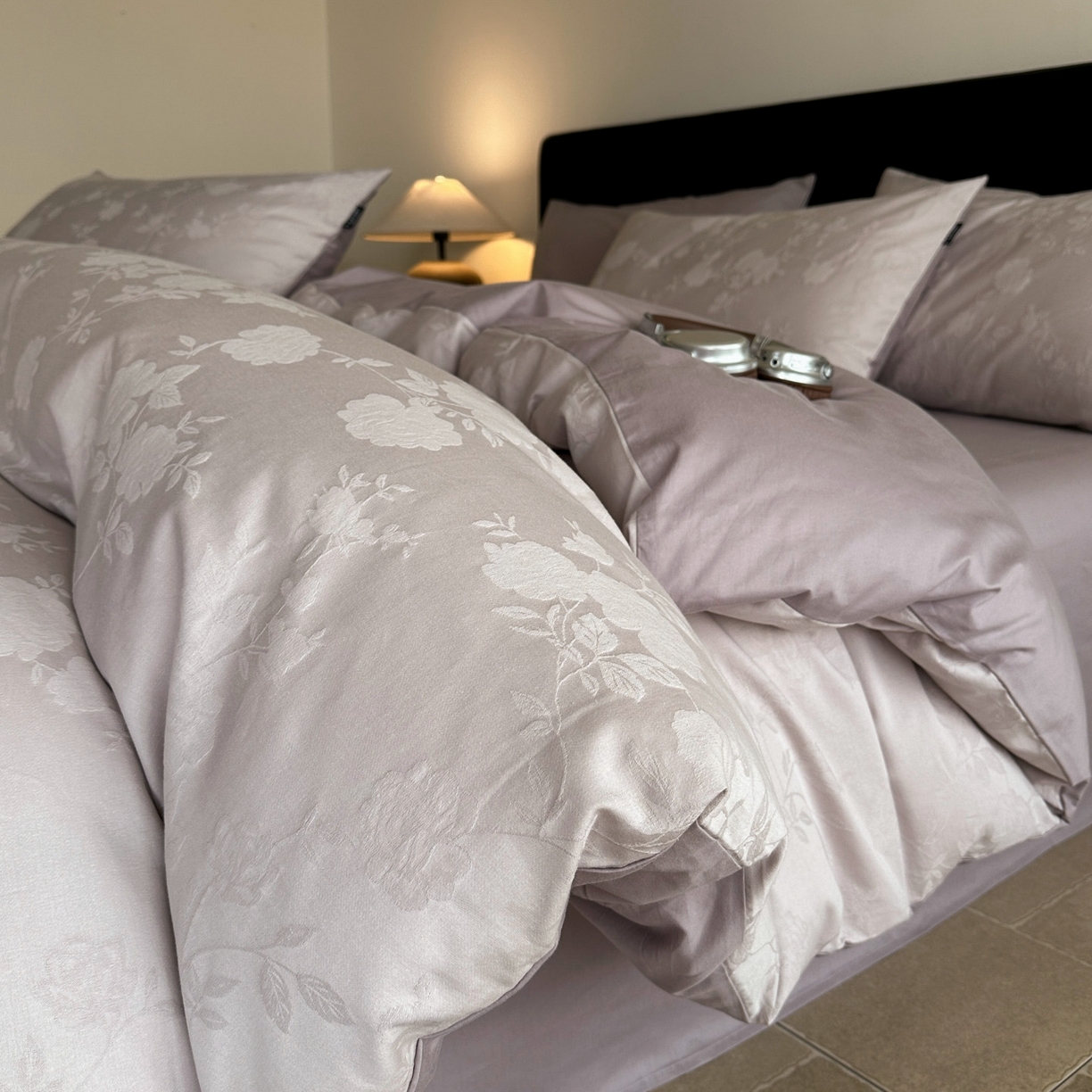 宜代光年 2025新款厚织全棉大提花系列四件套 荔云花-浅紫