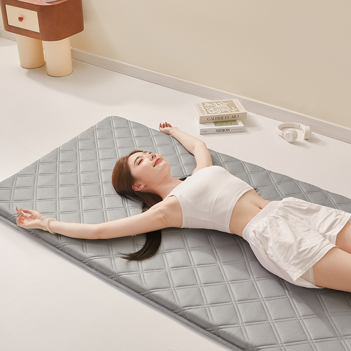 91家纺网 家纺一手货源 找家纺 丽诺床垫 2025新款提花乳胶记忆棉三明治学生床垫 灰色