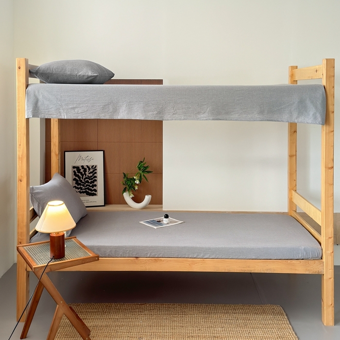 91家纺网 家纺一手货源 找家纺 北欧良品2025新款色织水洗棉学生单品床单 纯棉-冰川灰