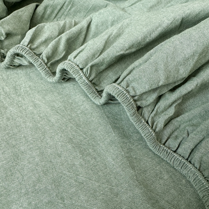91家纺网 家纺一手货源 找家纺 北欧良品2025新款色织水洗棉学生单品床单 纯棉-草绿