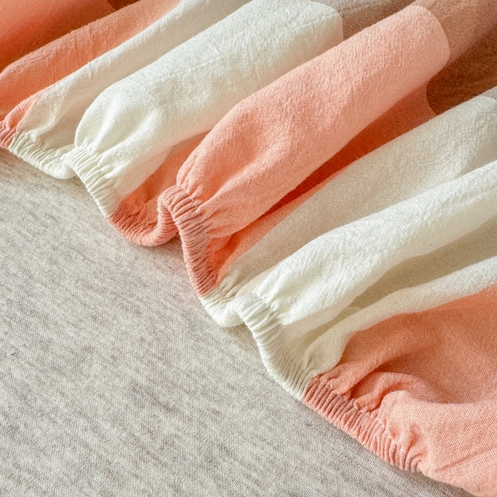 91家纺网 家纺一手货源 找家纺 北欧良品2025新款色织水洗棉学生单品床单 纯棉-蜜粉大格