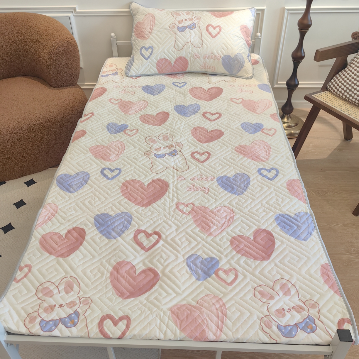 91家纺网 家纺一手货源 找家纺 （总）舒居家纺 2025新款学生宿舍上下铺 软床垫 床盖 --实拍图