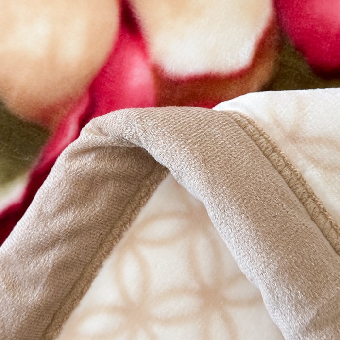 91家纺网 家纺一手货源 找家纺 法莱妮毛毯 2025新款A类双层加厚拉舍尔天丝超柔云毯繁花似锦-米色