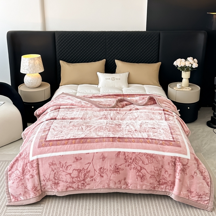 法莱妮毛毯 2025新款A类双层加厚拉舍尔天丝超柔云毯万紫千红