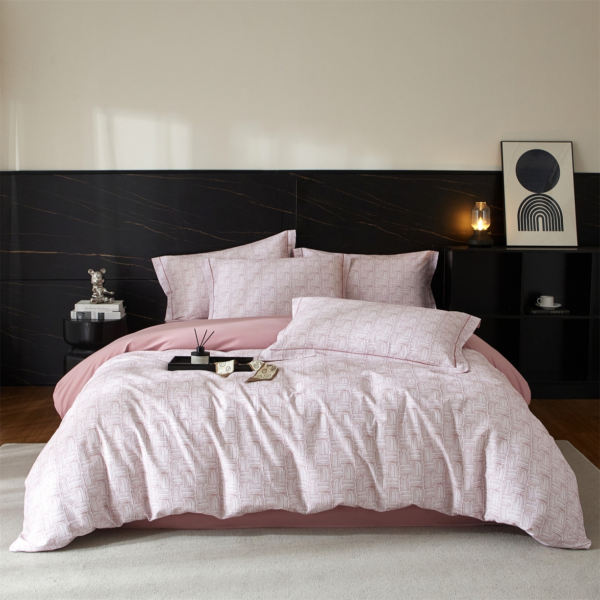 91家纺网 家纺一手货源 找家纺 曼秀琳 2025秋冬新款32支超柔生态磨毛四件套 浅行-豆沙