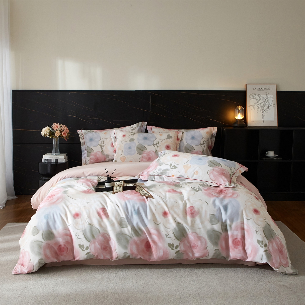 91家纺网 家纺一手货源 找家纺 曼秀琳 2025秋冬新款32支超柔生态磨毛四件套 桃汐-粉