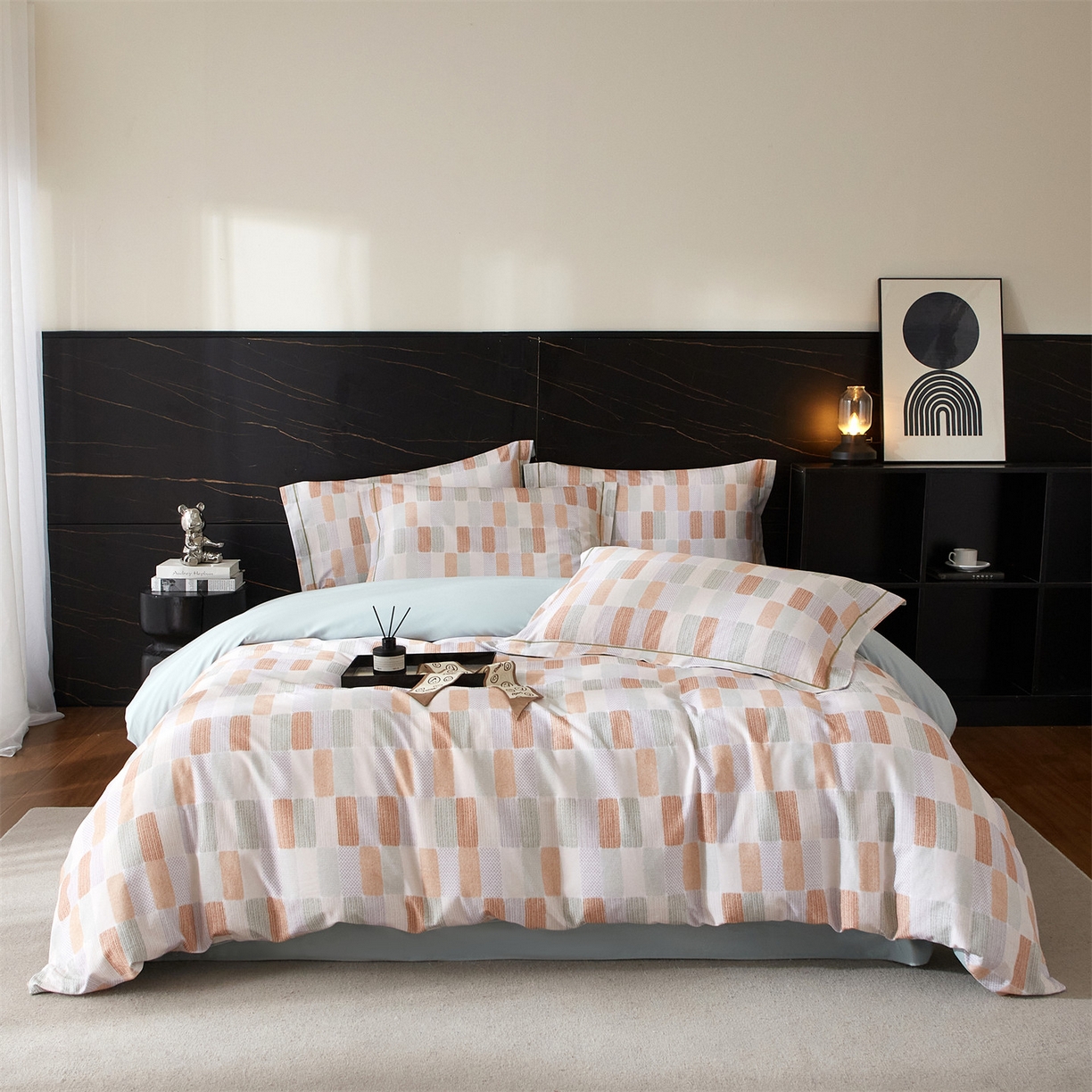 91家纺网 家纺一手货源 找家纺 曼秀琳 2025秋冬新款32支超柔生态磨毛四件套 闲偶-绿