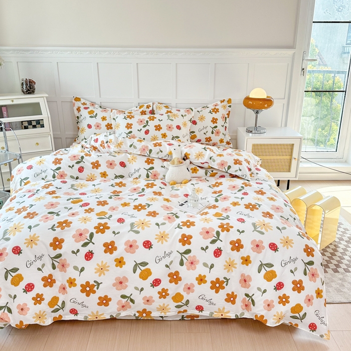 91家纺网 家纺一手货源 找家纺 小叮当家纺仓储工厂店 （爆款花型 长期款 不断货）2025年新款简约条纹卡通花卉全棉纯棉三件套四件套 花期AA