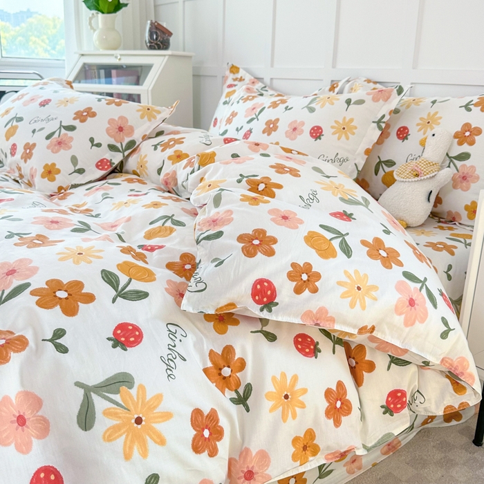 91家纺网 家纺一手货源 找家纺 小叮当家纺仓储工厂店 （爆款花型 长期款 不断货）2025年新款简约条纹卡通花卉全棉纯棉三件套四件套 花期AA