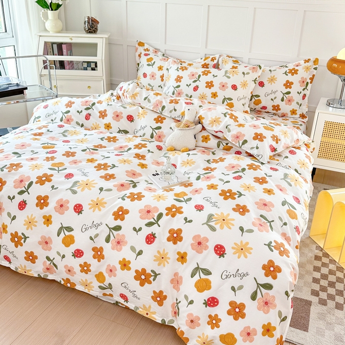 91家纺网 家纺一手货源 找家纺 小叮当家纺仓储工厂店 （爆款花型 长期款 不断货）2025年新款简约条纹卡通花卉全棉纯棉三件套四件套 花期AA