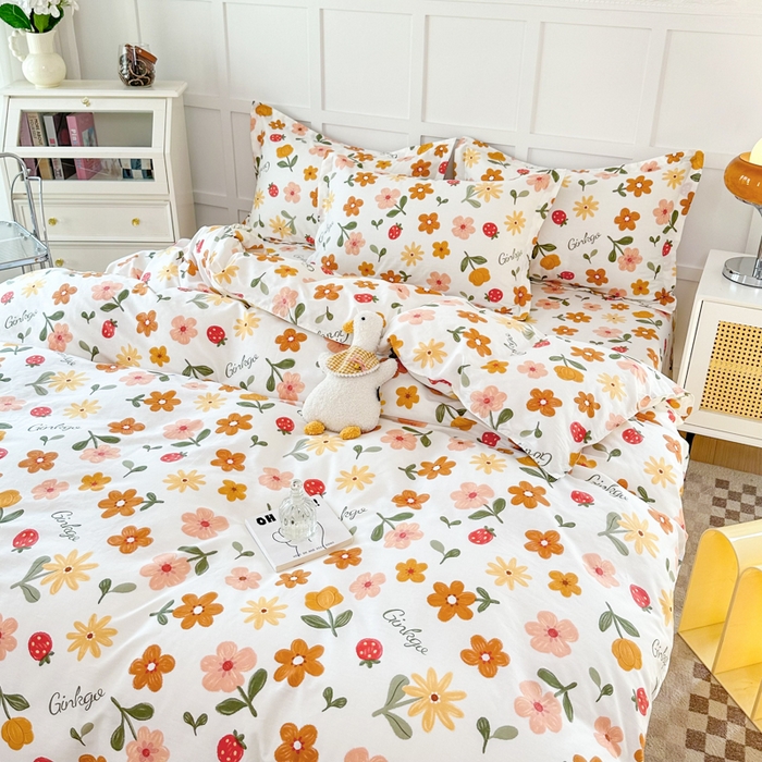 91家纺网 家纺一手货源 找家纺 小叮当家纺仓储工厂店 （爆款花型 长期款 不断货）2025年新款简约条纹卡通花卉全棉纯棉三件套四件套 花期AA