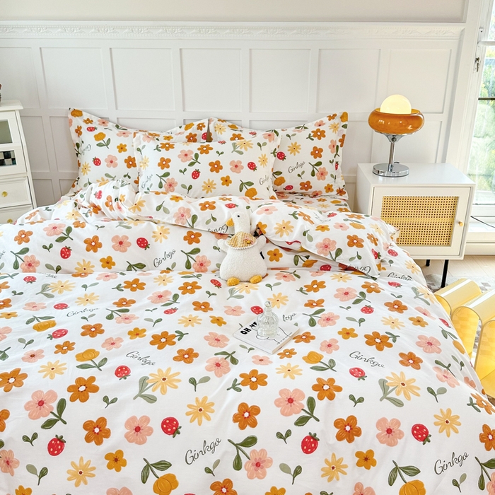 91家纺网 家纺一手货源 找家纺 小叮当家纺仓储工厂店 （爆款花型 长期款 不断货）2025年新款简约条纹卡通花卉全棉纯棉三件套四件套 花期AA