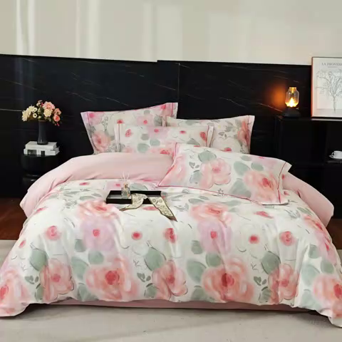 91家纺网 家纺一手货源 找家纺 （总1）曼秀琳2025秋冬新款全棉超柔数码印花磨毛四件套（32*21支）