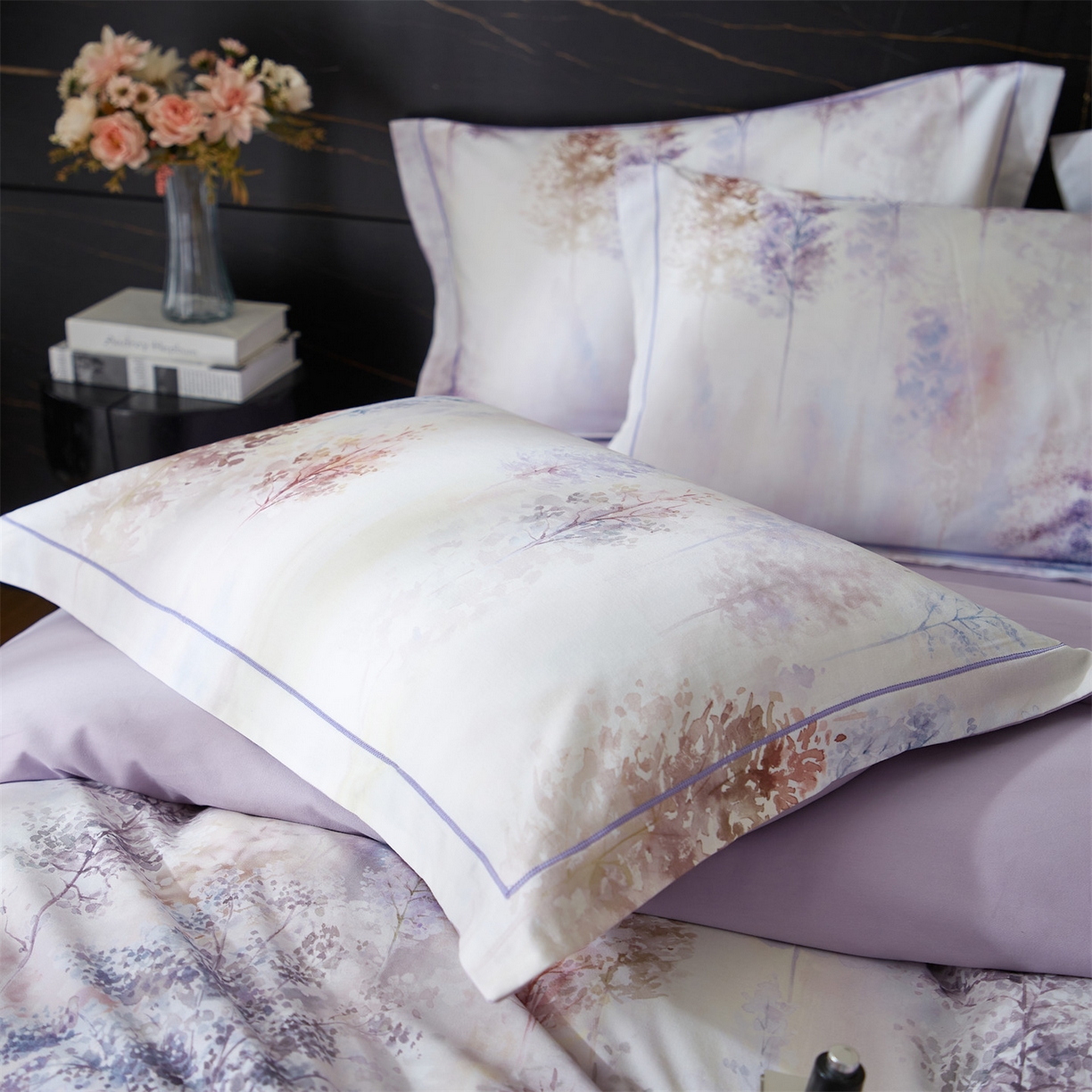 91家纺网 家纺一手货源 找家纺 （总1）曼秀琳2025秋冬新款全棉超柔数码印花磨毛四件套（32*21支） 层林尽染-桔