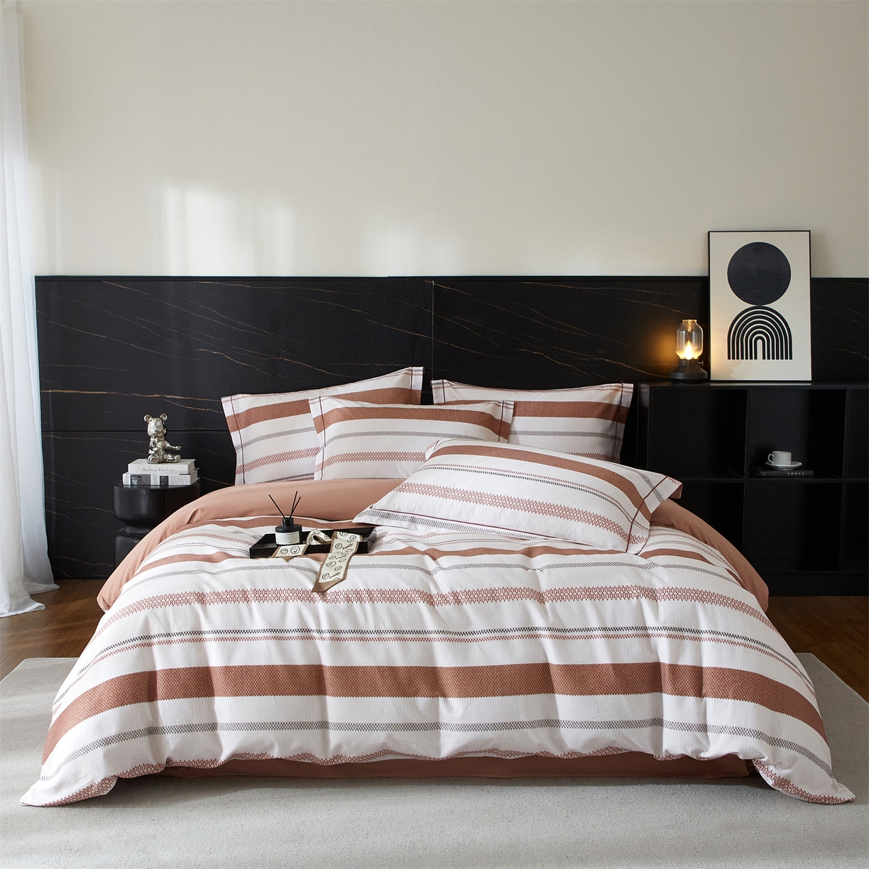 91家纺网 家纺一手货源 找家纺 曼秀琳 2025秋冬新款32支超柔生态磨毛四件套 川屿-咖