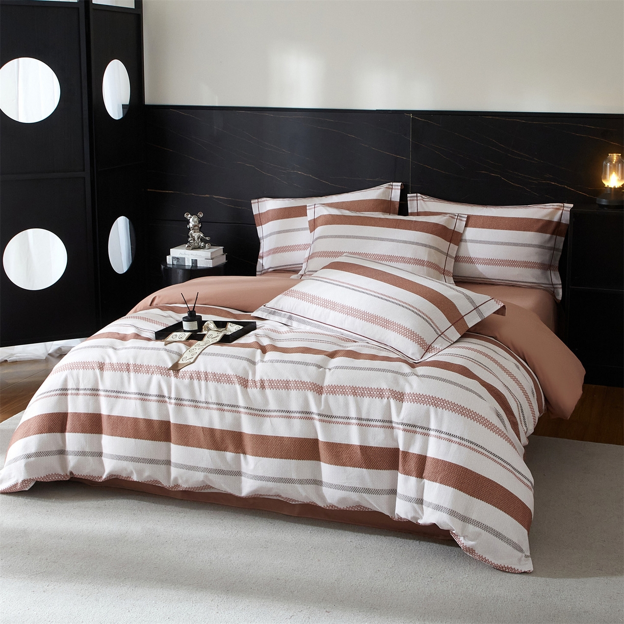 91家纺网 家纺一手货源 找家纺 曼秀琳 2025秋冬新款32支超柔生态磨毛四件套 川屿-咖