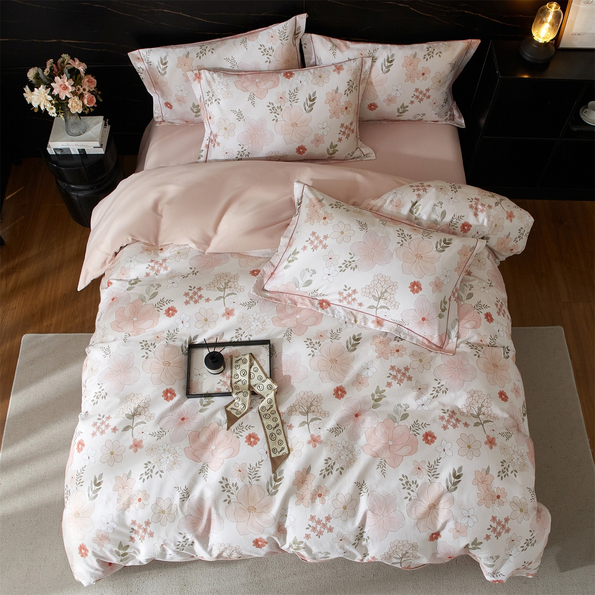 91家纺网 家纺一手货源 找家纺 曼秀琳 2025秋冬新款32支超柔生态磨毛四件套 春意