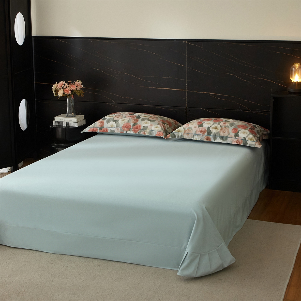 91家纺网 家纺一手货源 找家纺 （总1）曼秀琳2025秋冬新款全棉超柔数码印花磨毛四件套（32*21支） 朵唯-绿