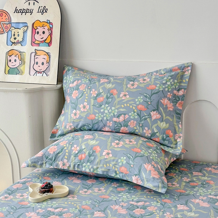 91家纺网 家纺一手货源 找家纺 小叮当家纺仓储工厂店 （爆款花型 长期款 不断货）2025年新款简约条纹卡通花卉全棉纯棉三件套四件套 水仙花