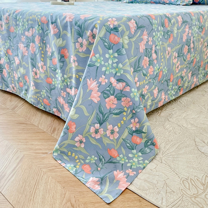 91家纺网 家纺一手货源 找家纺 小叮当家纺仓储工厂店 （爆款花型 长期款 不断货）2025年新款简约条纹卡通花卉全棉纯棉三件套四件套 水仙花