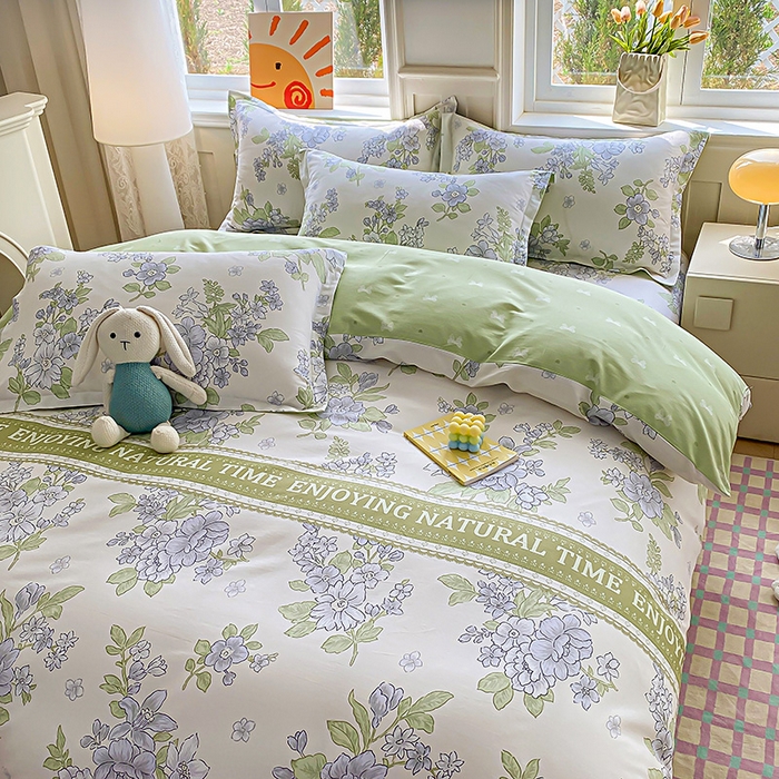 91家纺网 家纺一手货源 找家纺 禧安居 2025新款高支高密活性印染全棉印花四件套全棉四件套三件套被套（支持定制尺寸） 风之恋