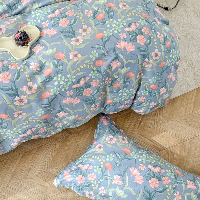 91家纺网 家纺一手货源 找家纺 小叮当家纺仓储工厂店 （爆款花型 长期款 不断货）2025年新款简约条纹卡通花卉全棉纯棉三件套四件套 水仙花