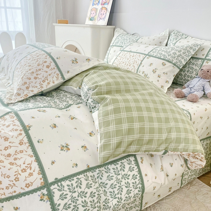 91家纺网 家纺一手货源 找家纺 小叮当家纺仓储工厂店 （爆款花型 长期款 不断货）2025年新款简约条纹卡通花卉全棉纯棉三件套四件套 馨香花季