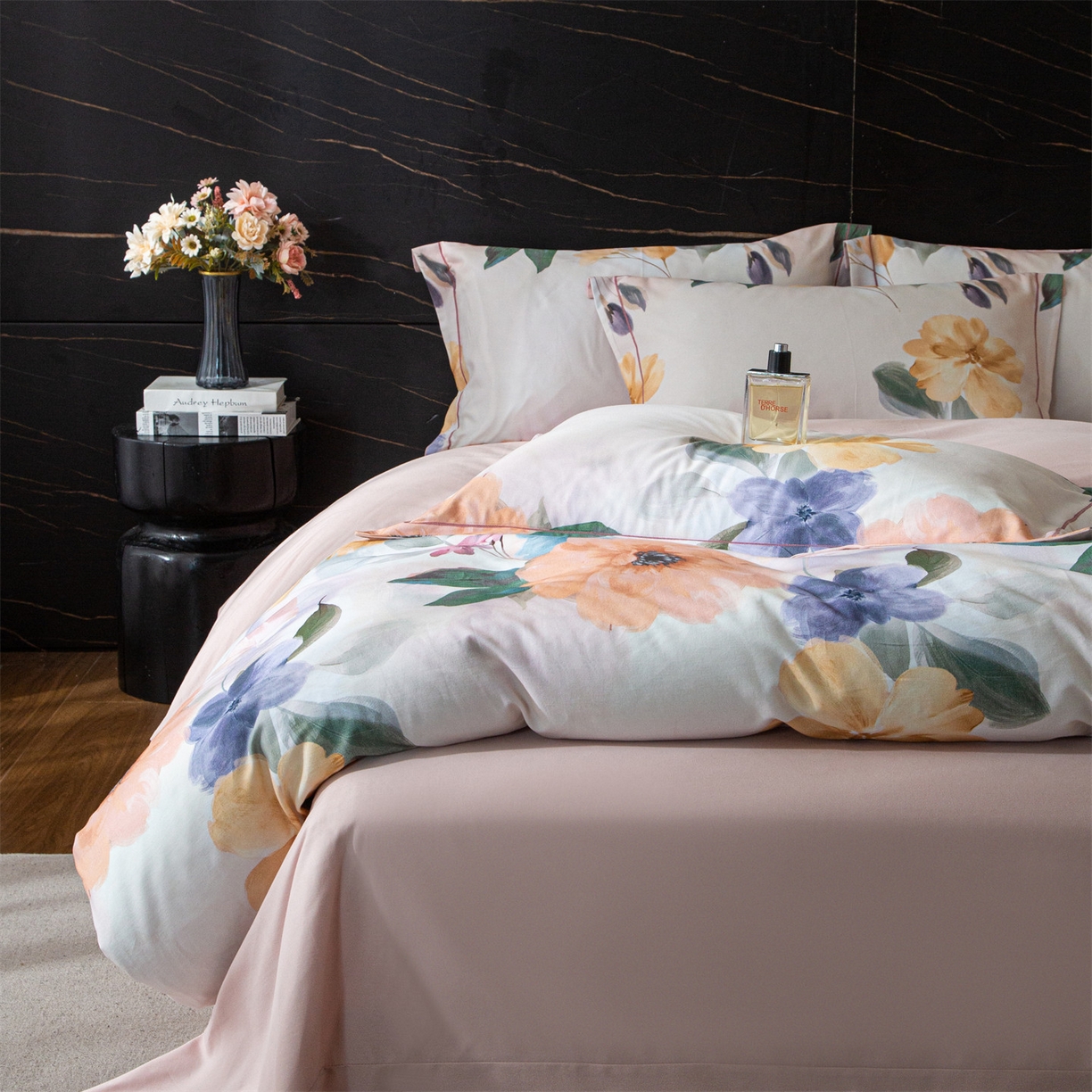 91家纺网 家纺一手货源 找家纺 （总1）曼秀琳2025秋冬新款全棉超柔数码印花磨毛四件套（32*21支） 玛雅-桔