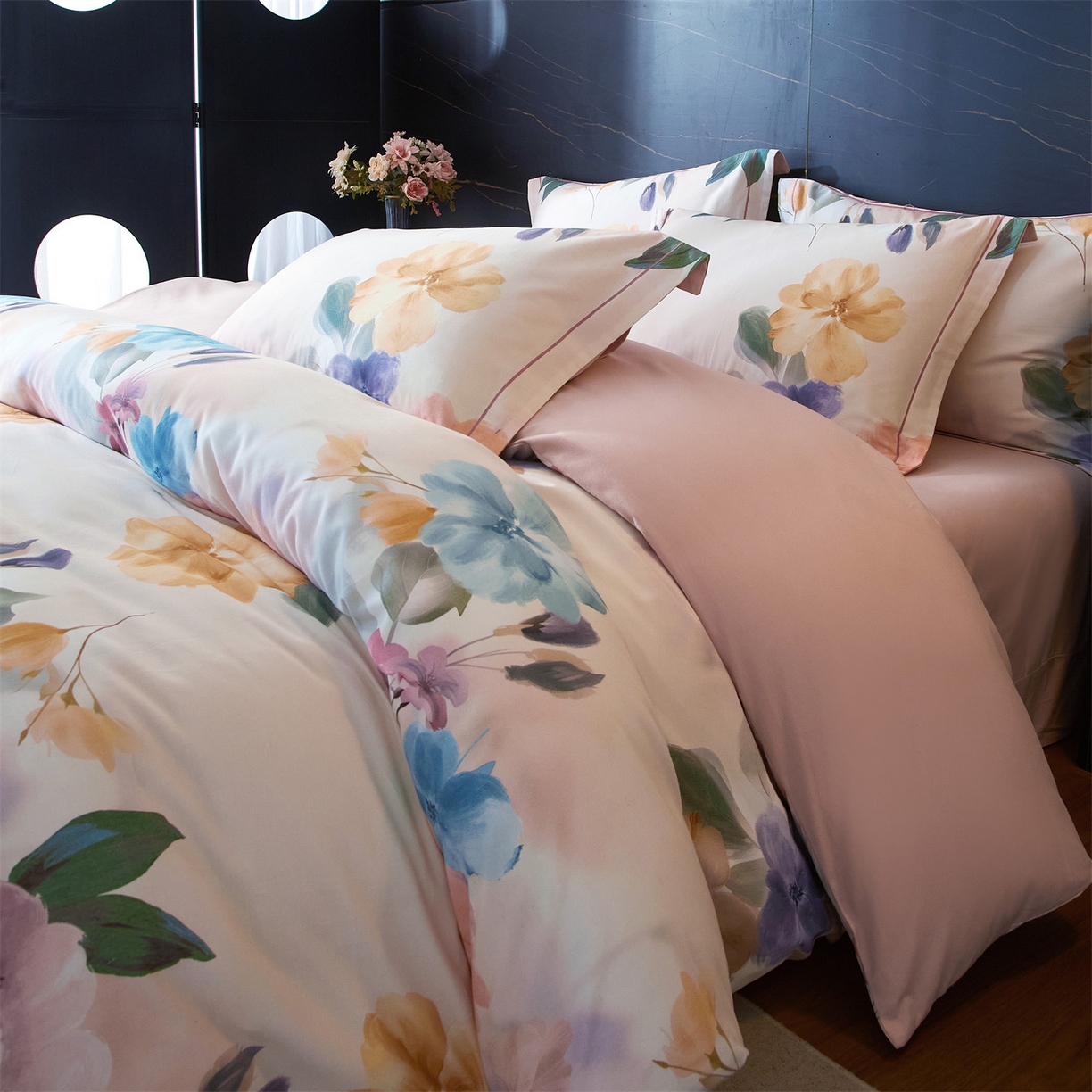 91家纺网 家纺一手货源 找家纺 （总1）曼秀琳2025秋冬新款全棉超柔数码印花磨毛四件套（32*21支） 玛雅-桔