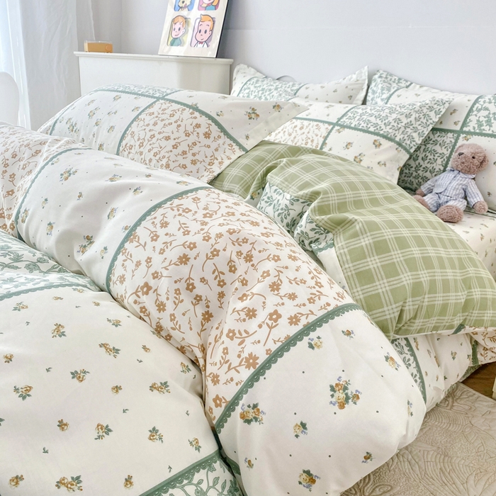 91家纺网 家纺一手货源 找家纺 小叮当家纺仓储工厂店 （爆款花型 长期款 不断货）2025年新款简约条纹卡通花卉全棉纯棉三件套四件套 馨香花季