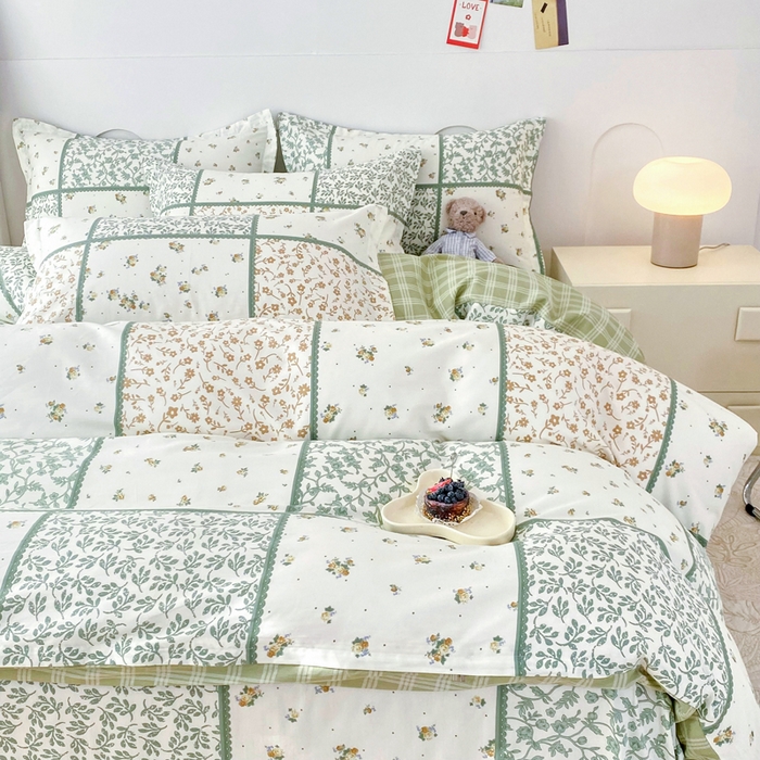 91家纺网 家纺一手货源 找家纺 小叮当家纺仓储工厂店 （爆款花型 长期款 不断货）2025年新款简约条纹卡通花卉全棉纯棉三件套四件套 馨香花季