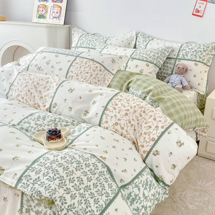 91家纺网 家纺一手货源 找家纺 小叮当家纺仓储工厂店 （爆款花型 长期款 不断货）2025年新款简约条纹卡通花卉全棉纯棉三件套四件套 馨香花季