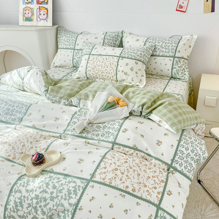 91家纺网 家纺一手货源 找家纺 小叮当家纺仓储工厂店 （爆款花型 长期款 不断货）2025年新款简约条纹卡通花卉全棉纯棉三件套四件套 馨香花季