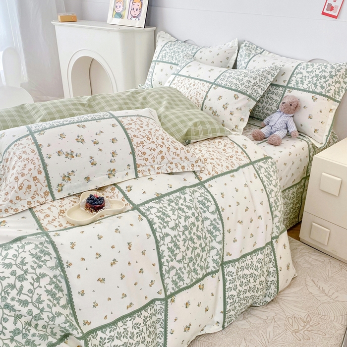 91家纺网 家纺一手货源 找家纺 小叮当家纺仓储工厂店 （爆款花型 长期款 不断货）2025年新款简约条纹卡通花卉全棉纯棉三件套四件套 馨香花季