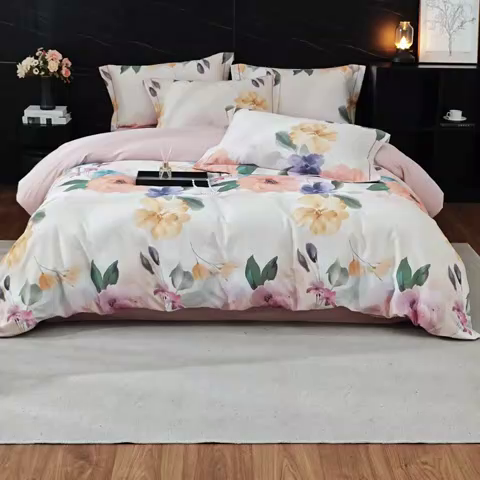 91家纺网 家纺一手货源 找家纺 （总1）曼秀琳2025秋冬新款全棉超柔数码印花磨毛四件套（32*21支） 玛雅-桔