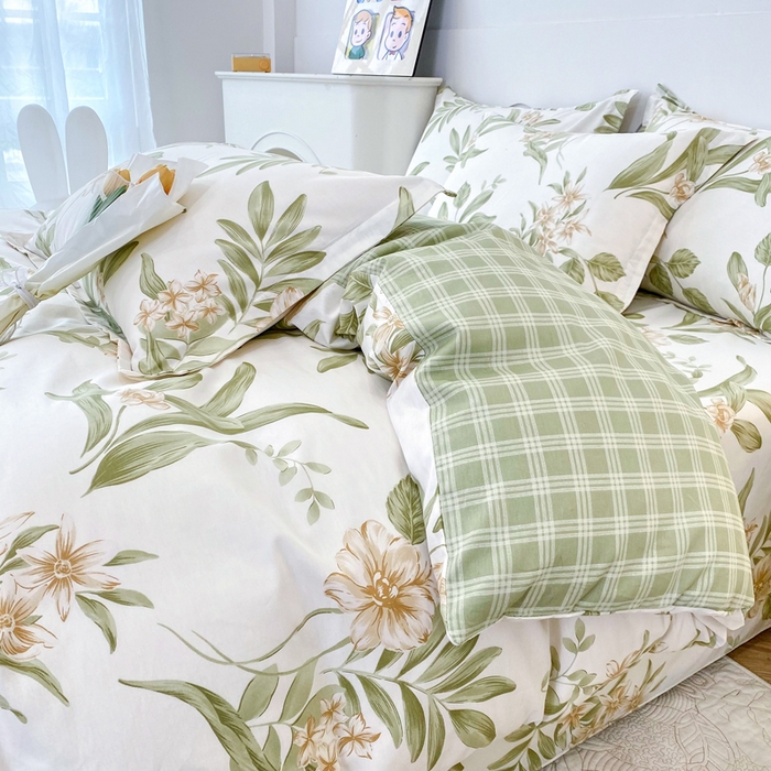 91家纺网 家纺一手货源 找家纺 小叮当家纺仓储工厂店 （爆款花型 长期款 不断货）2025年新款简约条纹卡通花卉全棉纯棉三件套四件套 羽飞舞