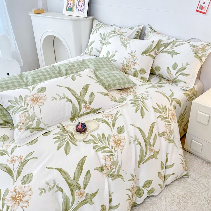 91家纺网 家纺一手货源 找家纺 小叮当家纺仓储工厂店 （爆款花型 长期款 不断货）2025年新款简约条纹卡通花卉全棉纯棉三件套四件套 羽飞舞