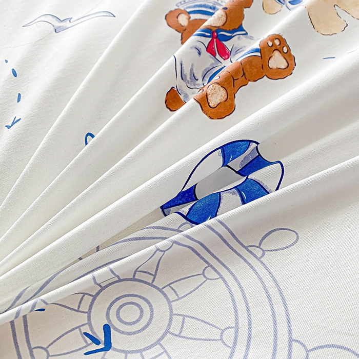 91家纺网 家纺一手货源 找家纺 禧安居 2025新款高支高密活性印染全棉印花四件套全棉四件套三件套被套（支持定制尺寸） 航海小熊