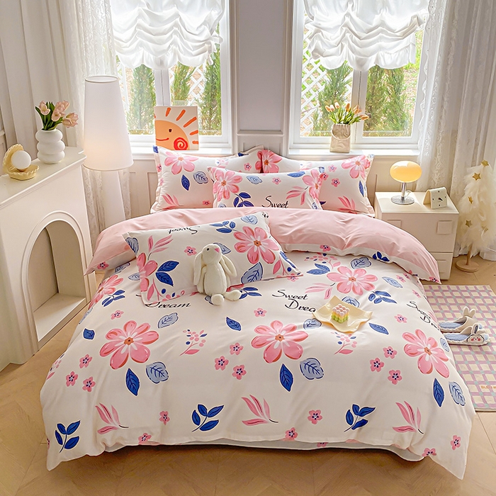 91家纺网 家纺一手货源 找家纺 禧安居 2025新款高支高密活性印染全棉印花四件套全棉四件套三件套被套（支持定制尺寸） 花晨月汐